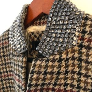 J Crew Houndstooth Regent Jeweled Collar Blazer